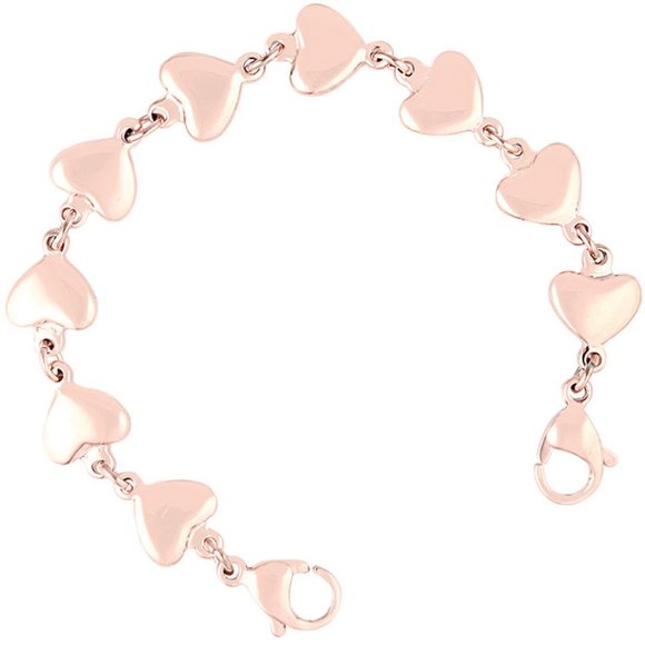 Rose Gold Puffy Heart Strand Bracelet with Medical Tag Girls Women - Picture 2 of 2